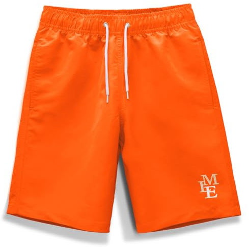 MEILONGER Short de Bains Garcons À Séchage Rapide Maillot de Bain Enfant a la Plage avec Slip Filet Âge 6-7,8,10-12,14-16,18-20(Orange-2,10-12)