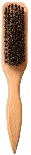 OWIIZI Slick Back Hair Brush for Smoothing Ponytail, Soft Boar Bristle Styling Edge Control Brush for Sleek Hair, Wooden Rat Tail Pointed Handle Wax Stick for Hair, Teasing Hair Brush for Men Women