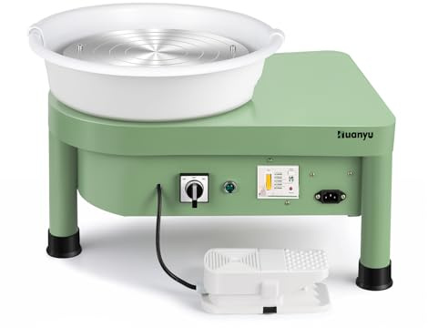 Huanyu 30cm tornio per Ceramica con Sistema a Pipistrello 350W tornio Elettrico per Adulti e Principianti tornio Professionale per ceramisti con Kit di Strumenti per Ceramica (Verde)