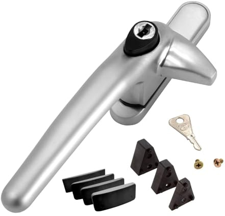 Universal Cockspur Window Handle Kit (10 Pack) - Left, Satin Silver/Black