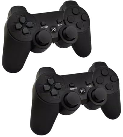 Generico Coppia Controller, 2 Joypad Senza Filo Wireless, Compatibile PC Plays. 3, Gamepad Analogico D. Shock Vibrazione, Coppia Pad Nero