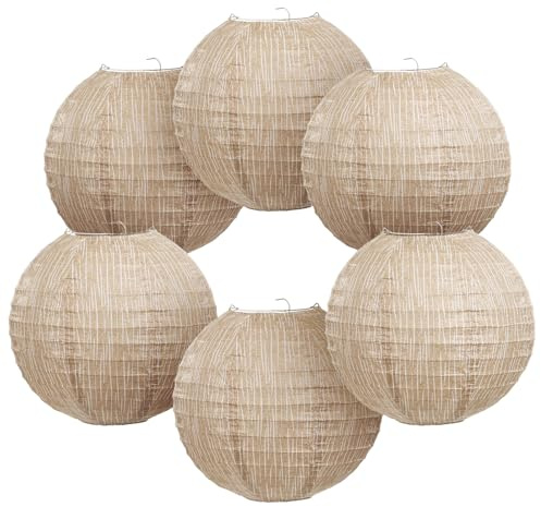 LIHAO 10 inches Paper Lanterns Print Burlap Chinese Lanterns for Boho Classroom Decor Farmhouse Classroom Decorations Boho Themed Party Baby Showers Wedding Birthday (6PCS)