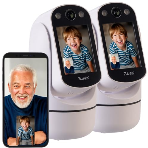 7links Babyphone: 2er-Set 2in1-WLAN-Überwachungskamera & Video-Telefon, Pan-Tilt (Überwachungskamera mit Display, WLAN-Kamera mit Anruffunktion, PC)