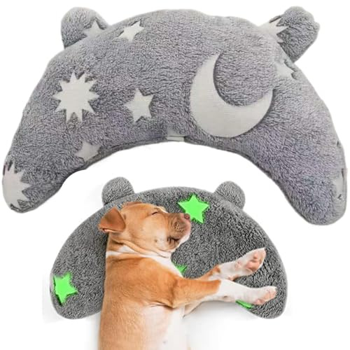 BDBFPAN Cojín de hierba gatera, cojín para gatos, diseño de luna estrellada, cojín para mascotas para perros y gatos pequeños, almohada gris para dormir con soporte articulado, fácil de limpiar