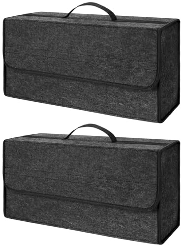 EZVEZS Organizador de Maletero de Coche,Bolsa Maletero Coche de Fieltro,Caja y Bolsa de Almacenamiento para Vehículos, Organizador para Herramientas y Limpieza (2PCS)