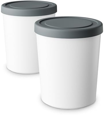Klarstein Tarrinas de Helado 2x1L – Recipientes Plástico con Tapa, Aptos Lavavajillas, Accesorio para Heladera, Ligeros & Duraderos, Envases para Helados