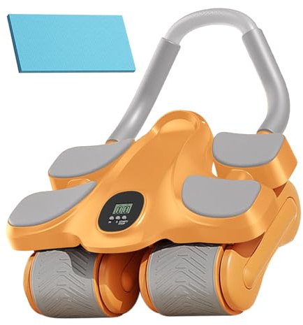 Rodillo abdominal: equipo de entrenamiento de músculos abdominales con soporte de cuatro ruedas y cuatro , rodilleras incluidas | Herramienta duradera silenciosa del entrenamiento del ejercicio d