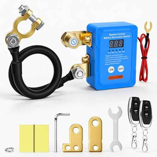 Interrupteur de déconnexion de batterie à distance 12V 240A, Coupe-batterie intelligent sans fil avec écran de tension, Isolateur de batterie télécommandé pour voiture, camping-car, bateau, ATV, antiv