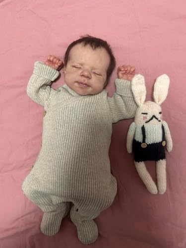 RXDOLL 46 cm Reborn babydockor silikon helkropp pojke realistiska småbarn ögon stängda, verklighetstrogen nyfödd babydocka full silikon kropp anatomiskt korrekt nyfödd dockor för barn