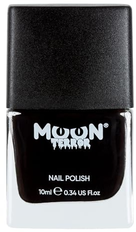 Moon Terror Esmalte de uñas para Halloween | Maquillaje SFX, Maquillaje de efectos especiales, Esmalte de uñas Medianoche negro 10 ml (Paquete de 1)