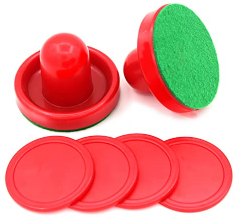 Airhockey Pushers Pucks Set, Kunststoff Leichtgewicht Air Hockey Goalies Ice Pushers Pucks Tabellen Spielgriffe Ball Mallet Goalies Set(s60mm)