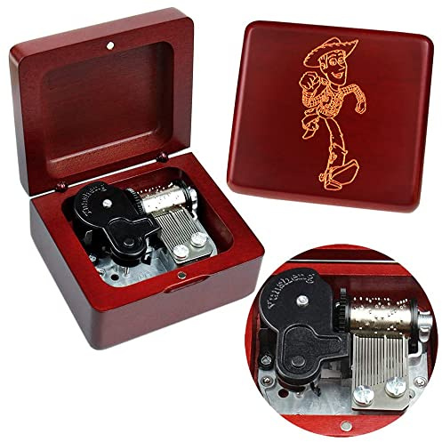 Sinzyo Music Box Vintage Wood Carved Mechanism Musical Boxs For Birthday Gift Valentine's Day Christmas Day(Youve Got a Friend-Wine red Wood Box)