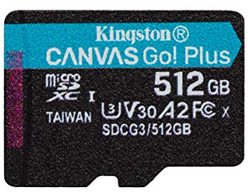 Kingston Canvas Go! Plus microSD Speicherkarte Klasse 10, UHS-I 512GB microSDXC 170R A2 U3 V30 Einzelpack ohne Adapter