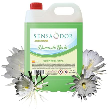 Ambientador Dama de Noche SENSAODOR, 5 Litros, Garrafa, Profesional, Empresas, Negocio, Limpieza, Neutralizador, Quitaolor, Buen olor, Aromatizador (Dama de Noche) Rojo