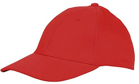 BLUECHOLON 6 Paneler barn Cap i polyester Mjuk Efterbehandling och Justerbar stängning Bak. med Broderi Ventilationshål och i varierat utbud av levande färger., Röd, 48