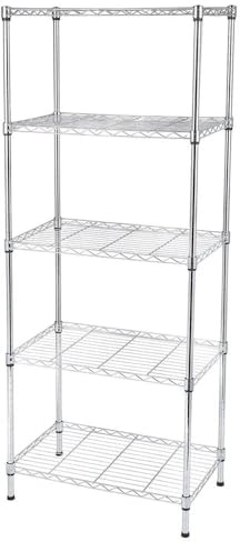 SAMTEK 5 Tier Metal Shelving Units for Storage Shelves, Wire Shelving Racking Unit Metal Standing Shelf for Kitchen Office, Garage, Bathroom, Suitable as Pantry Shelves 58x35x160cm 125kg Capacity