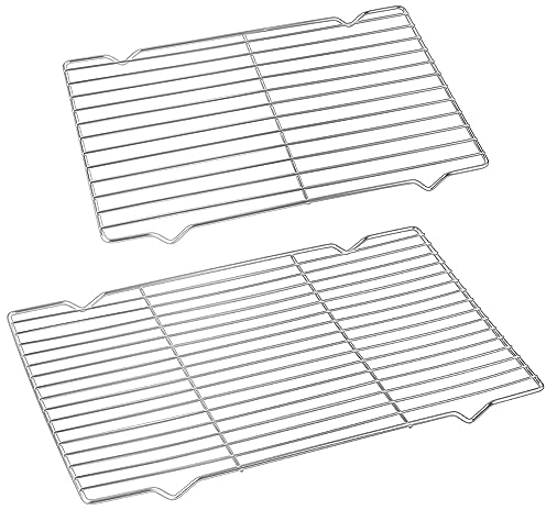 CUESVAP 2 Sizes Cooling Rack, Stainless Steel Baking Sheet Rack for Cookies/Oven Roasting/Grilling, 15.7×10.7in&12.2×7.9in, Dishwasher Safe