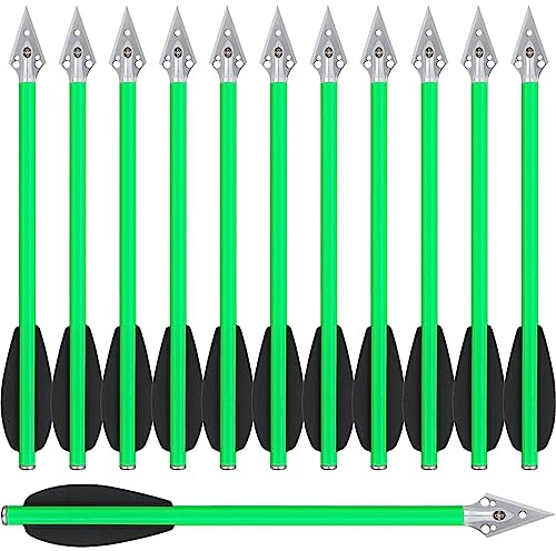 WANVZMR Mini Crossbow Bolts 6.3 Carbon Crossbow Arrows with Broadhead Tips Hunting Arrows for 50-80lbs Pistol Crossbow for Adults, Great for Target Practice Shooting,Small Hunting