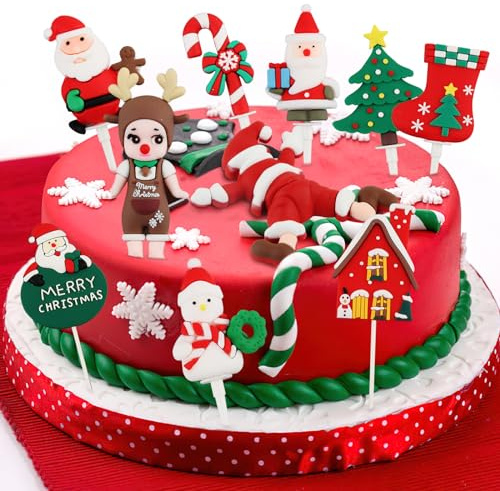badaren Decoration Gateau de Noel, Noël Cupcake Toppers 10 Pièces Topper de Gâteau de Noël, Cake Tropper Noel Gâteau Decoration, Noël Gâteau Toppers pour Décorations de Gâteau de Fête de Noël