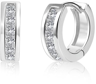 Silber 925 Ohrringe Damen, Kleine Huggie Creolen Dicke Creolen Hypoallergen Huggie Zirkonia Ohrringe Runde Ohrring Kleine Klobige Ohrring Damen Mädchen