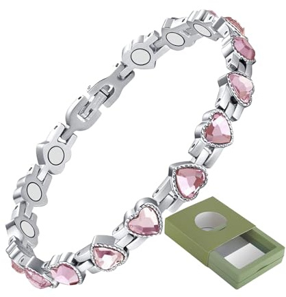 YINOX damarmband i supermagnetiskt rostfritt stål, damarmband i rostfritt stål i hjärtform, magnetarmband, presentbox ingår, Rostfritt stål