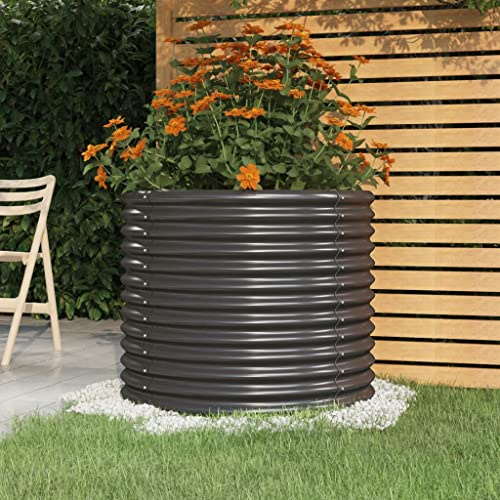 puraday Jardinière surélevée pour jardin - 80 x 80 x 68 cm - Jardinière pour légumes - Spirale d'herbes XXL - En métal - En acier - Anthracite