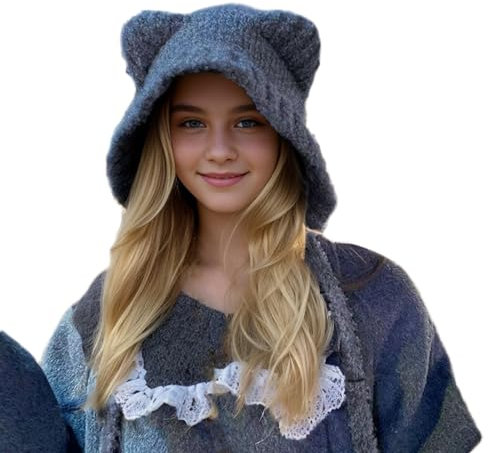 Caxndycing Damen Fellmütze Bequem Winddichte Fleecemütze Skimaske Kälteschutz Mädchen Wintermütze Leichte Süße Schals Strickmütze Kopfbedeckung Kapuzenschal Sturmhaube Häkelmütze