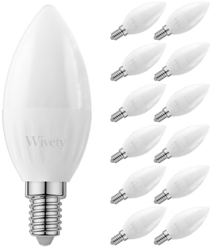 Wivety Lampadine LED E14 Luce Calda Candela 6W (60W Equivalent), Bianca Calda 2700K, 600 Lumen, Non-Dimmable, per Illuminazione Domestica e Interna - Pacchetto da 12