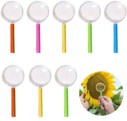 9Pcs Portable Magnifying Glasses,Small Magnifying Glasses with Green Handle Plastic,Handheld Magnifying Gla/sses,for Reading & Outdoor Science Class,Handheld Magnifier for Exploring & Observation