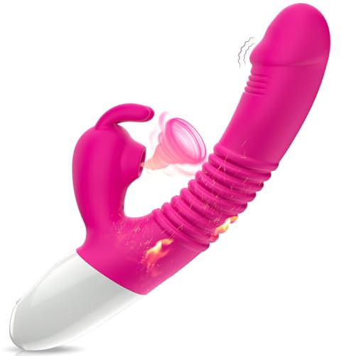 3 EN 1 Point G Rabbit Vibromasseurs Feminin Clitoridien 7 Modes de Vibration&Succion et Mode de Chauffage, Orgasme Gode Femme Sex Toýs IPX7 Étanche Jouets Sexuels