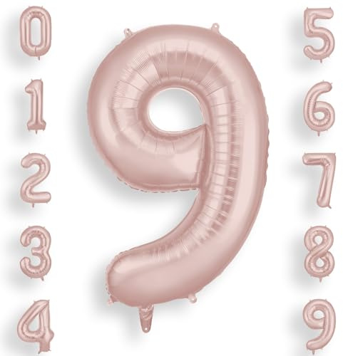 AOOSU Pink Helium Balloons, 40 Inches Number Balloons 9, Foil Birthday Balloon for Birthday Anniversary Wedding Party Decorations Celebration Supplies for Girls Women Men Boys
