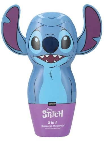 Champú y gel de ducha 3D de Disney Stitch (Blueberry), para mujeres, adolescentes y niñas como regalo para niños, Vegan Sence Beauty (1 x 300 ml)