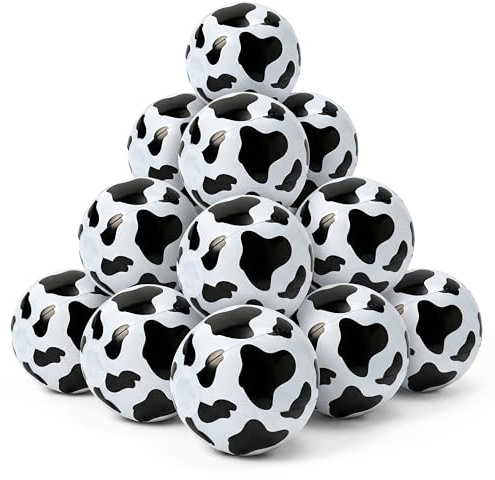 K4lelNiamh 12 Pack Beach Ball Set, Reusable Colorful Inflatable Ball with Vacuum Storage Bag for Pool Party, Beach Games, Summer Toys for Family Outdoor Water Fun & Birthday Party Decor (Cow)