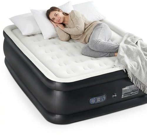 FansaFurn Queen Air Mattress with Built-in Pump - 22 Double Height, Non-Slip Bottom, Supports 660lbs for Home & Camping