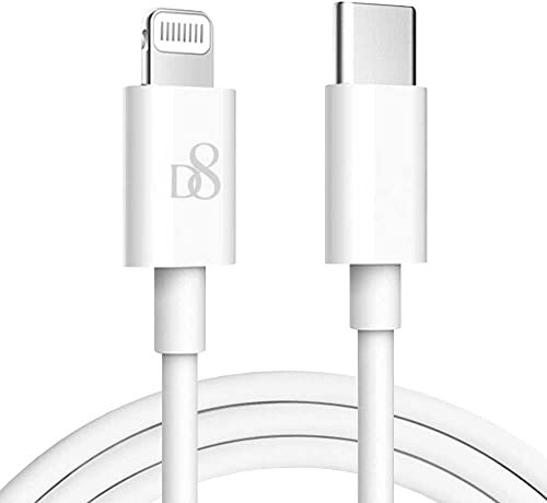 D8 Cable 1m USB Tipo C Lightning Carga+Datos Certificado MFi Blanco Compatible con iPhone 13 12 11 X iPad Pro PSC-0462