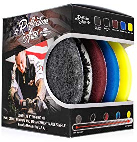 The Rag Company - Buff and Shine Reflection Artist Complete 5 Buffing Kit - Combination of Five Pads, URO line, Easy to Use Combo