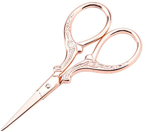 Ensemble de ciseaux de broderie, ciseaux de couture pointe pointue en acier inoxydable Vintage outils de bricolage européens cisailles de couturière pour la broderie de tissu(Rose gold)