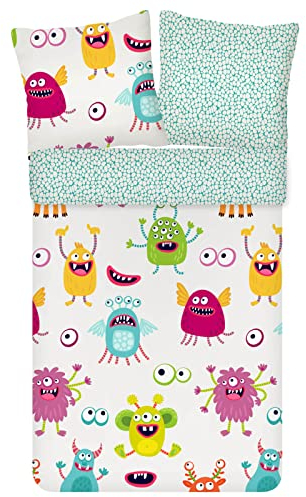 ESPiCO Bettwäsche Trendy Bedding Monster Ungeheuer Kreaturen Wesen Aliens Baumwolle Renforcé, Größe:135 cm x 200 cm