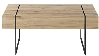 Robas Lund Couchtisch Eiche furniert, Wohnzimmertisch mit Schublade, BxHxT 110x45x60 cm