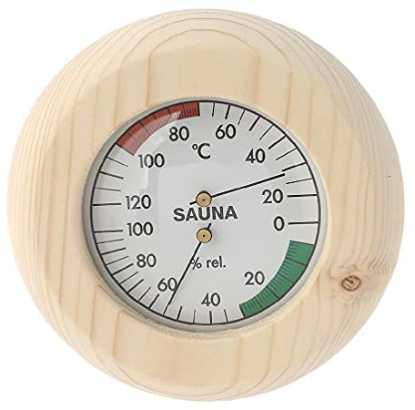 HamaLa - Termoigrometro accurato, con indicazione della temperatura e dell'umidità della sauna, misuratore di temperatura professionale per sauna e umidità, in legno