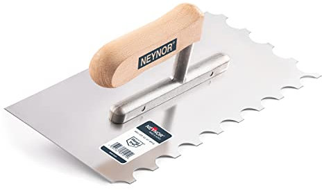 NEYNOR® Truelle de Dentée - Platoir à enduit - Pro Taloche pour Colle en Acier Inoxydable - Crantée Outil de Tuile - Made in EU - Dent U-8