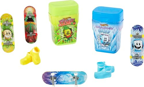 HOT WHEELS Skate Flavor Container 2er-Pack - Taschenformat mit 2 vollständig montierten Fingerboards, abnehmbare Skateboard-Schuhe, für Kinder ab 5 Jahren, HWV21