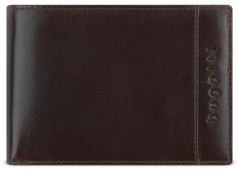 bugatti Romano Geldbörse mit RFID-Schutz und Klappe, Portemonnaie aus Leder Querformat, braun