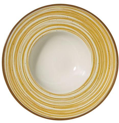 METRO Professional plato para pasta de cerámica de gres Madleen, 28 cm diámetro, amarillo con borde oscuro, diseño apilable, uso profesional