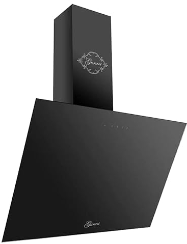 GURARI Cappa aspirante senza testa 90 cm montaggio a parete GCH 286 BL 9 Prime vetro nero | Cappa aspirante da parete 1000 m³/h con telecomando | Aspirazione bordi, TouchControl, Timer