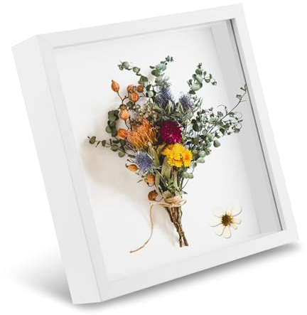 NVIYAM 3D Bilderrahmen - 20 x 20 cm, 3D Fotorahmen, Tiefer Rahmen, Holzrahmen für Foto Hochzeitsstrauß Foto, Karten und DIY-Dekorationen