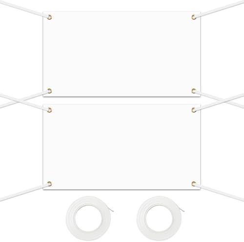 Set di 2 striscioni bianchi 200 x 100 cm con occhielli - Blanko per festeggiamenti