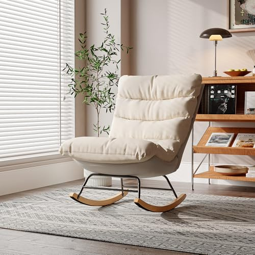 BRILVERDE Mecedora, Sillón mecedora tapizada con respaldo ajustable, moderna silla de relax para salón, dormitorio, balcón
