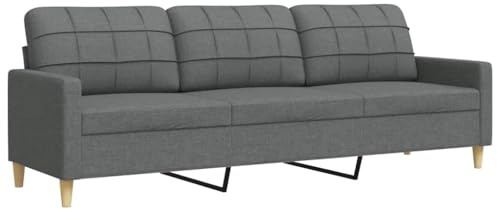 vidaXL Sofá de 3 plazas de Tela Gris Oscuro 210 cm, sofá, loveseat, sofá de salón, sofás, sofá tapizado, Asientos de salón, sofá de 3 Personas