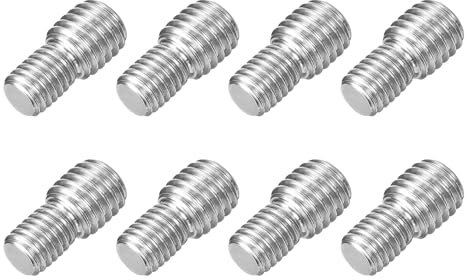 sourcing map Bullone a vite filettata a doppia estremità da M8 x 10 mm a M10 x 10 mm, 8 pezzi in acciaio inossidabile 304, adattatore riduttore per dispositivi di fissaggio per mobili e macchinari